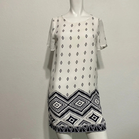 Lulus Caribbean Seas Retro Navy Blue & White Indie Sleaze Shift Dress Size XS - Picture 2 of 8